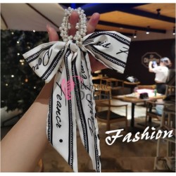 Esarfa din matase cu elastic din perle crem Cod ESF086